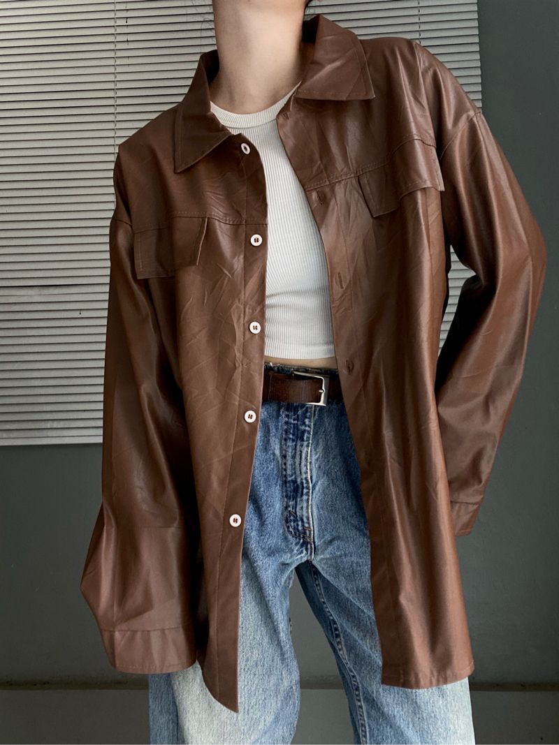 LEATHER KEMEJA OVERSIZE, foto 4