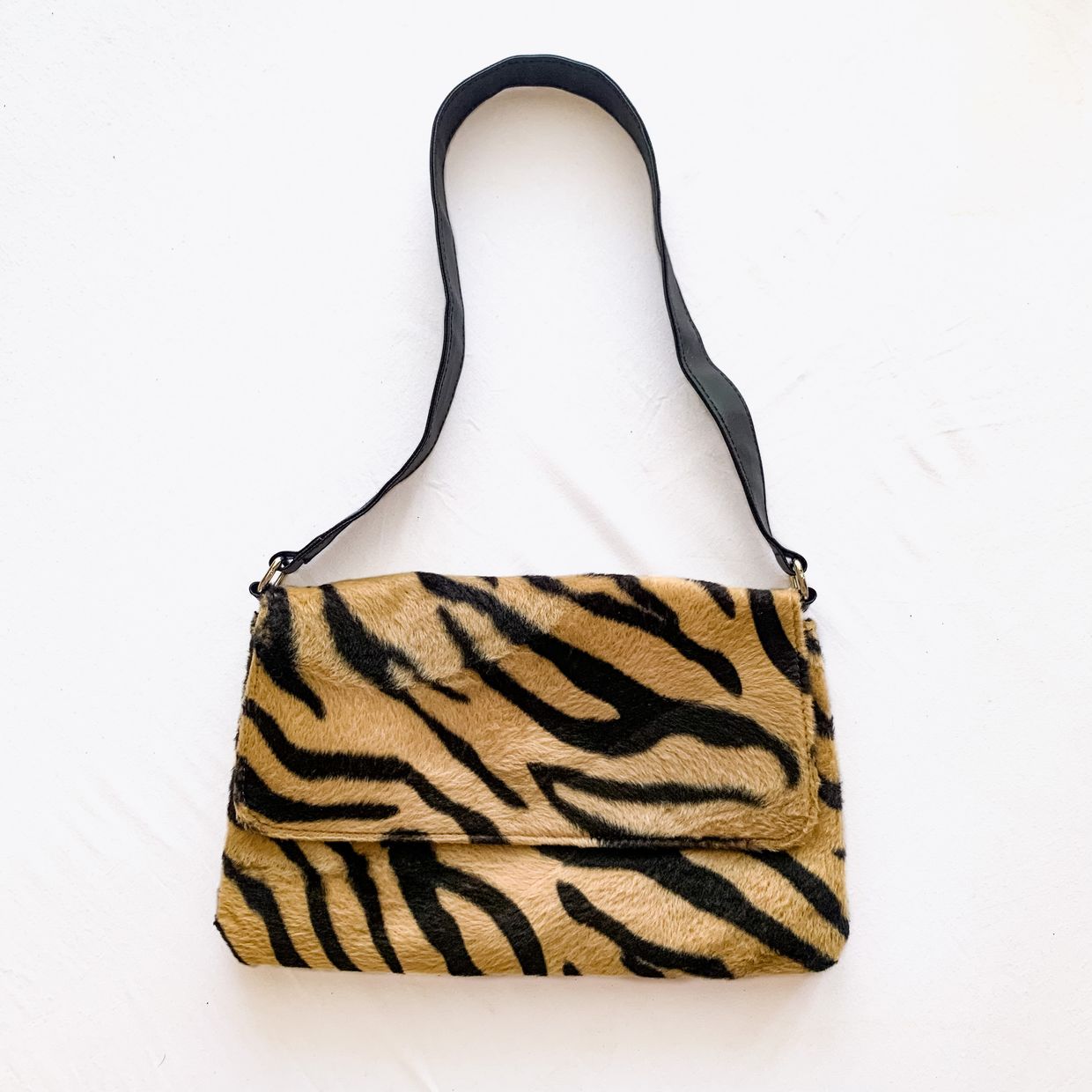 Zebra Baguette Shoulder Bag