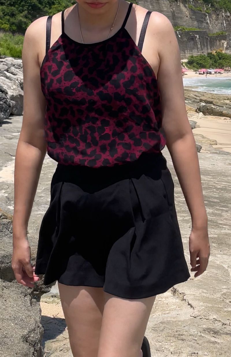 express tank top maroon black leopard pattern, foto 4