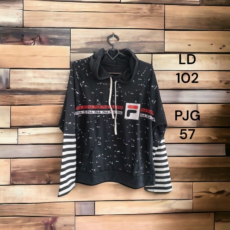 Baju pendek hoodie hitam salur, foto 3