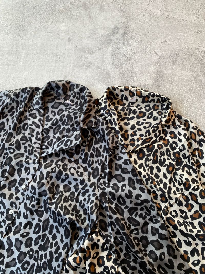 OOTD Leopard Pattern Open Collar Shirt Dark, foto 3