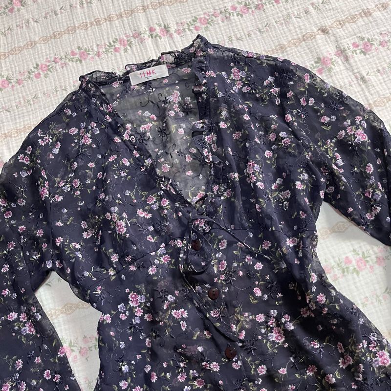 floral brukat mesh blouse, foto 4