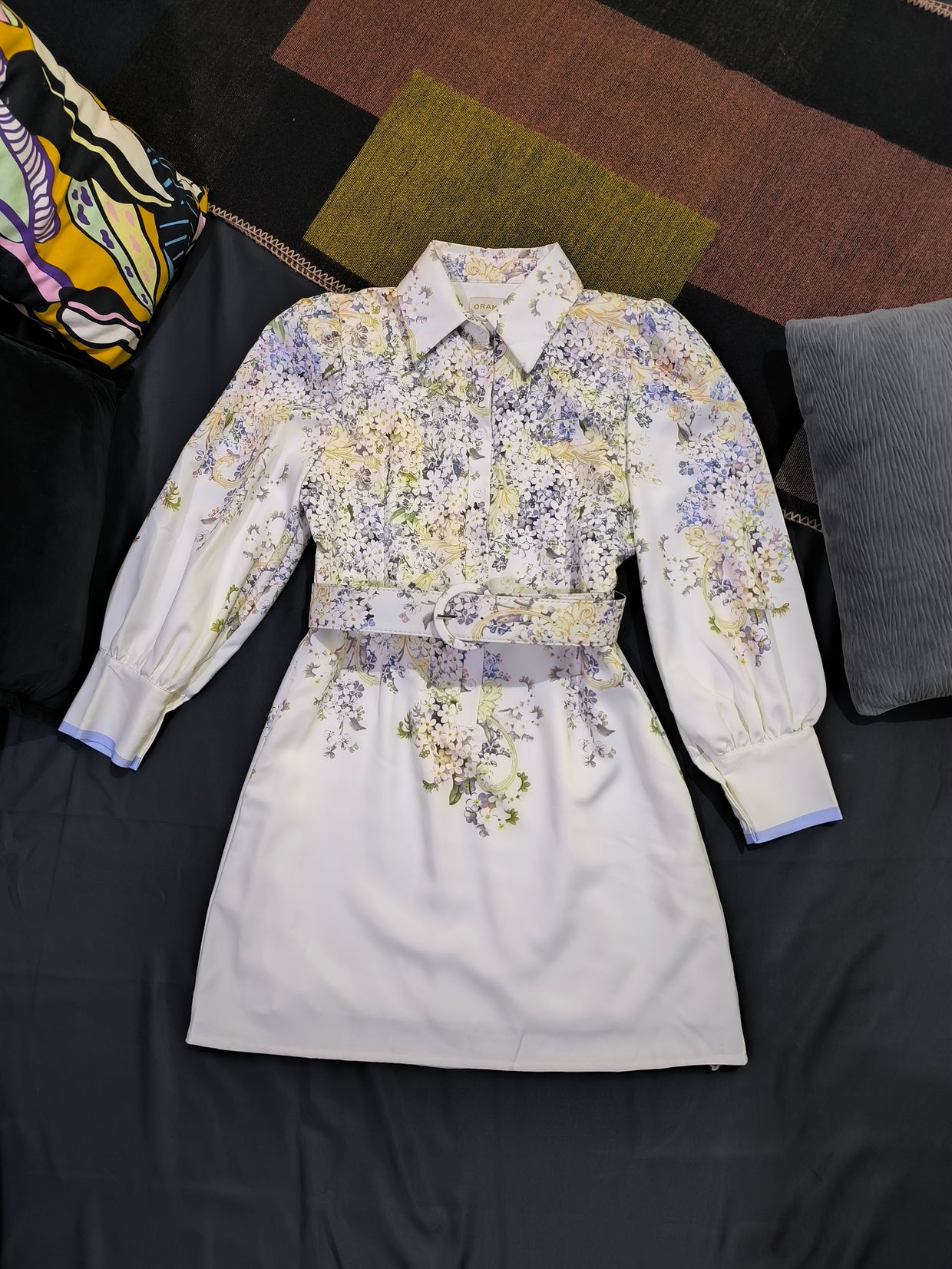Vintage Midi dress Wanita multicolor white