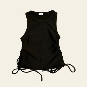 AESTHETE YOUR LIFE Dark Olive Scrunch Tank Top