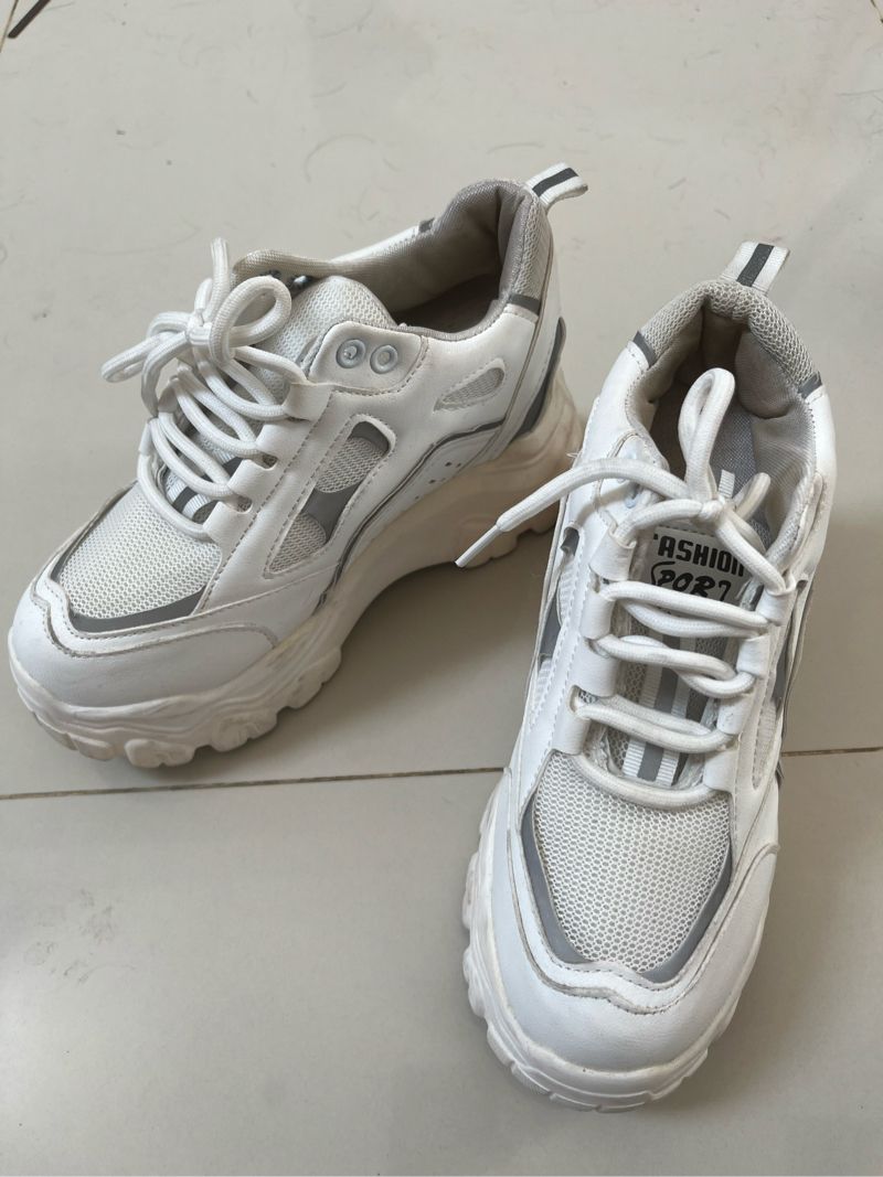 Sepatu Kets Wedges Wanita Putih, foto 2