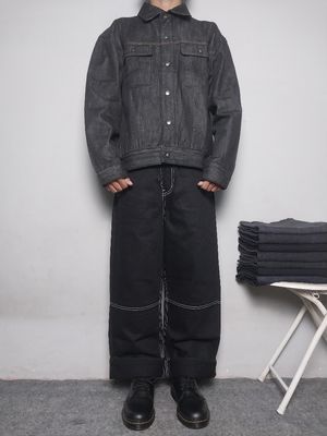 "TWN" Baggy Jeans Black 14oz (Kaku)