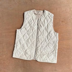 GU Heat Padded Quilted Vest Jacket Rompi 31 Beige