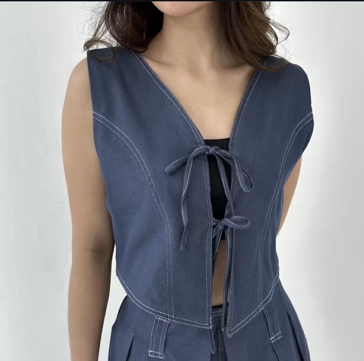 Y2K Casual Vest Wanita blue