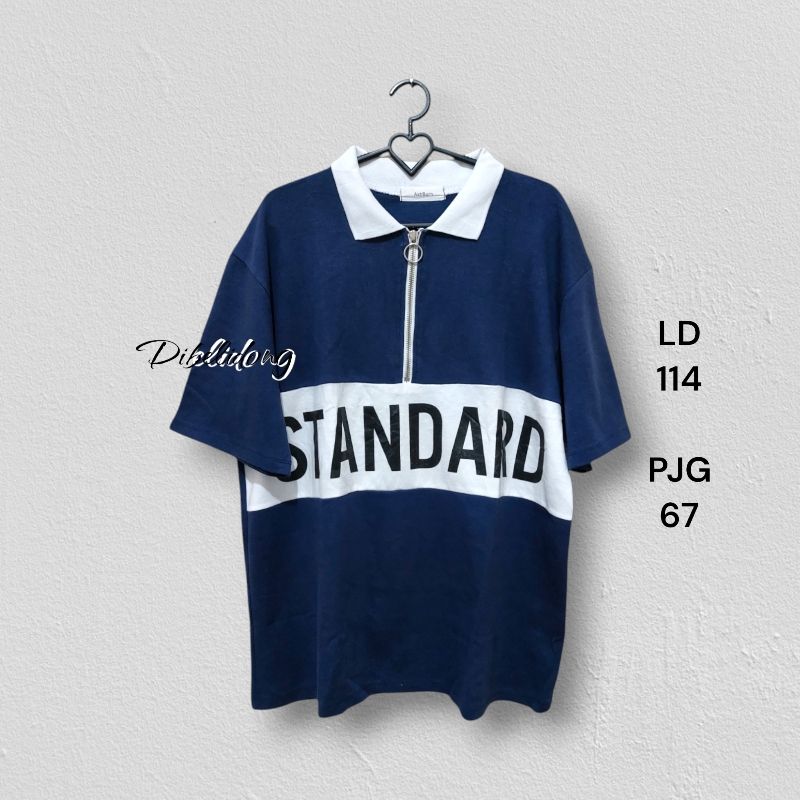 Kaos pendek halfzip standar navy, foto 2