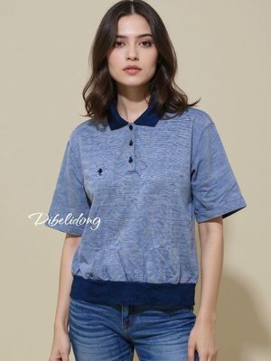 Kaos pendek kerah kancing depan tebal