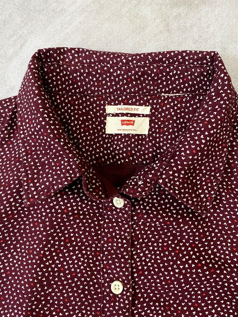 Levi's kemeja tailored fit maroon, foto 5