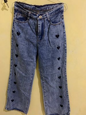 Jeans wanita motif love