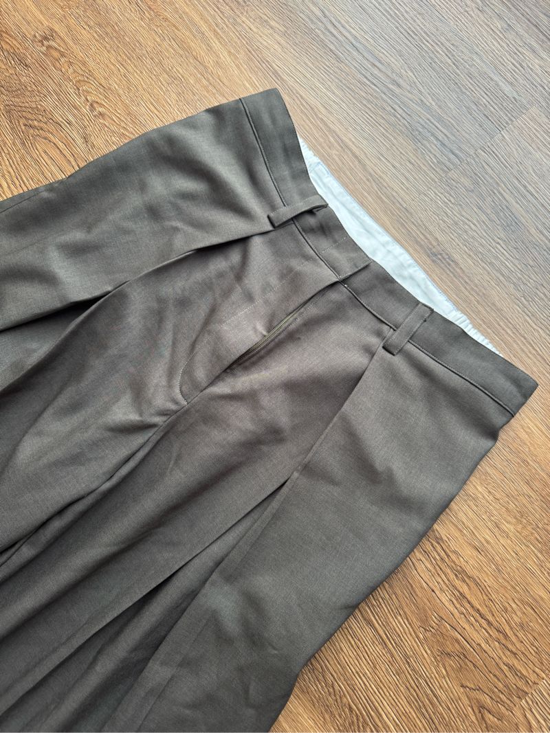 [PRELOVED] Dizayn Pleated Trousers Brown/Grey, foto 3