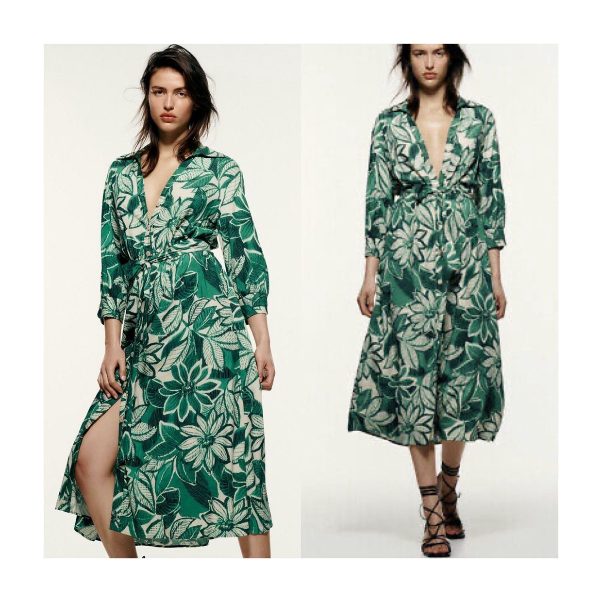ZARA Luxury Midi dress Wanita green