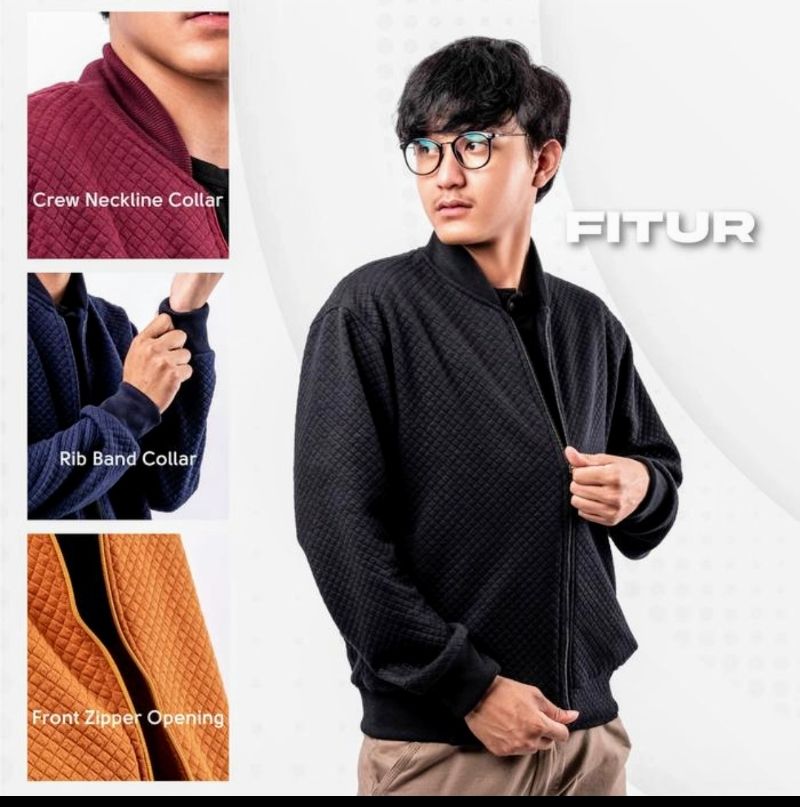 Jaket Basic Comfy Pria Jaket Polos Pria Bomber Oute, foto 5