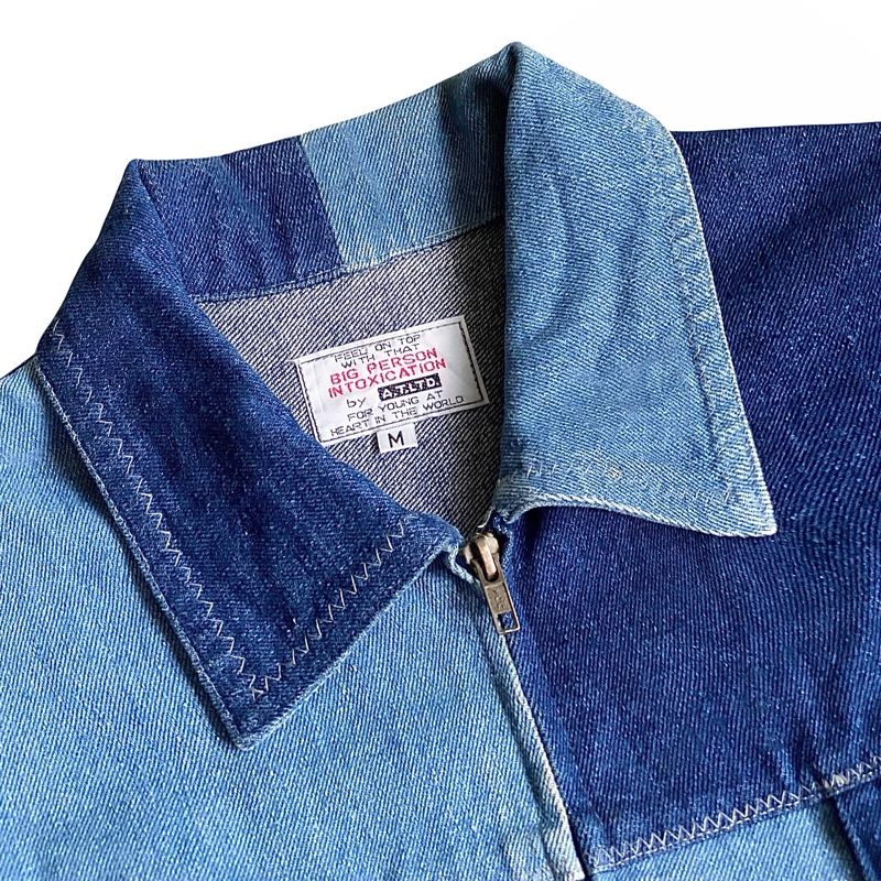 AT LTD two tone cropped trucker denim jacket indigo blue, foto 5
