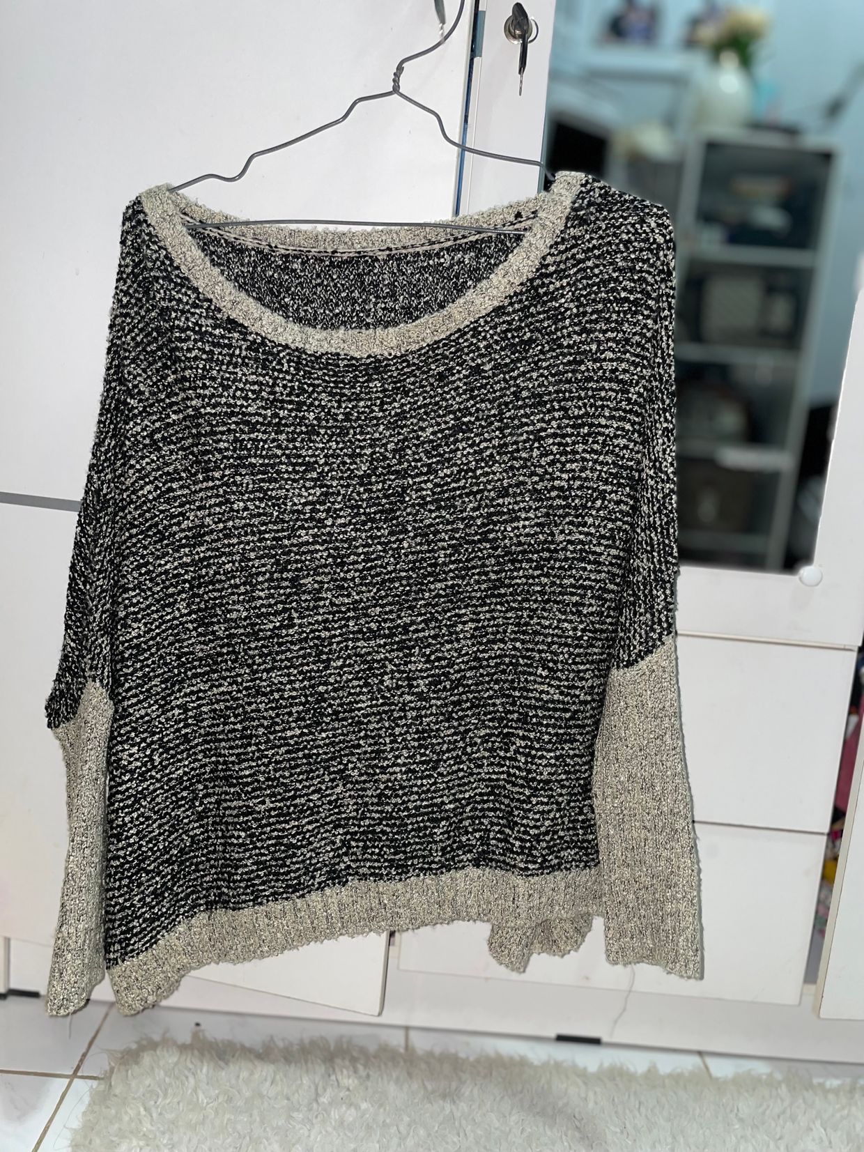 Vintage Casual Sweater Wanita black cream