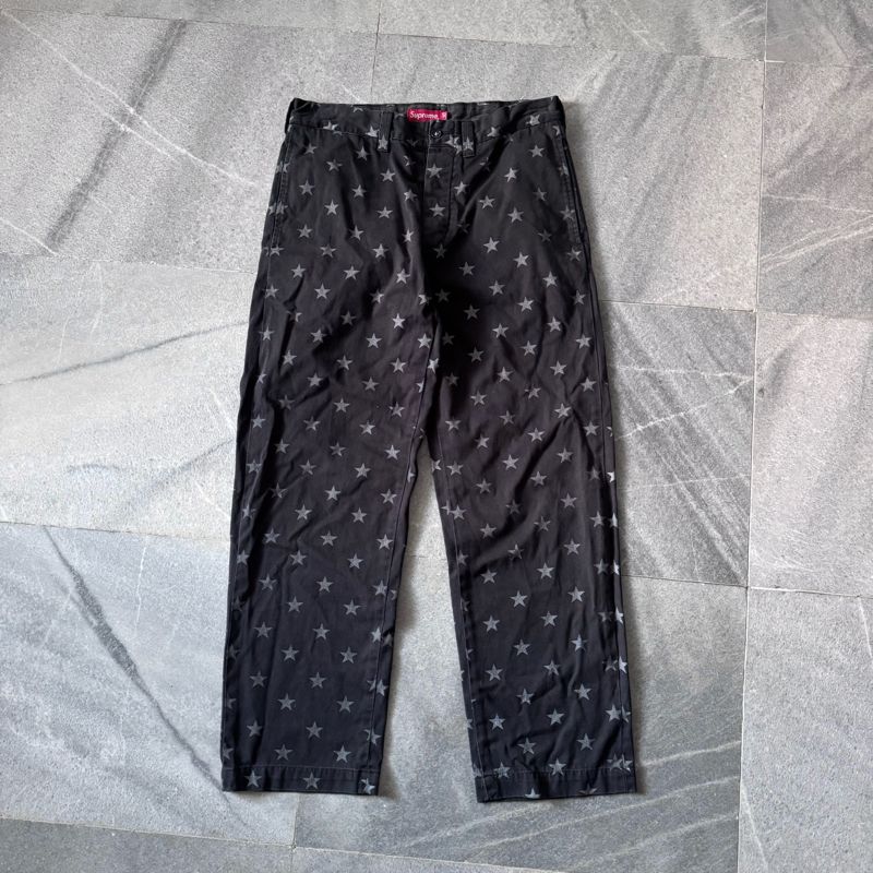 Celana chino supreme pants black star 22SS original - Preloved