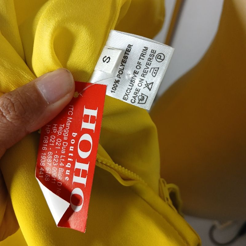 Blouse sifon sabrina kuning New tag, foto 6