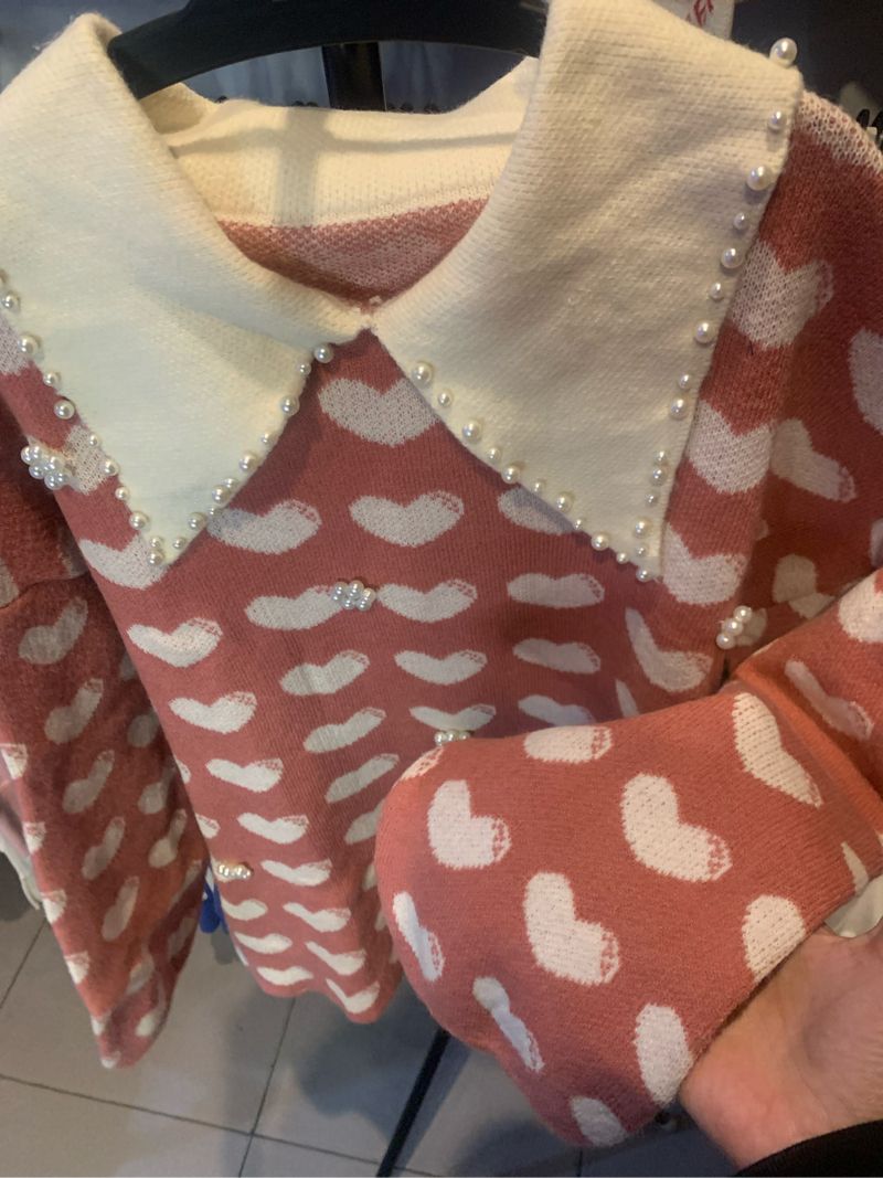 Rajut full motif love pink, foto 2