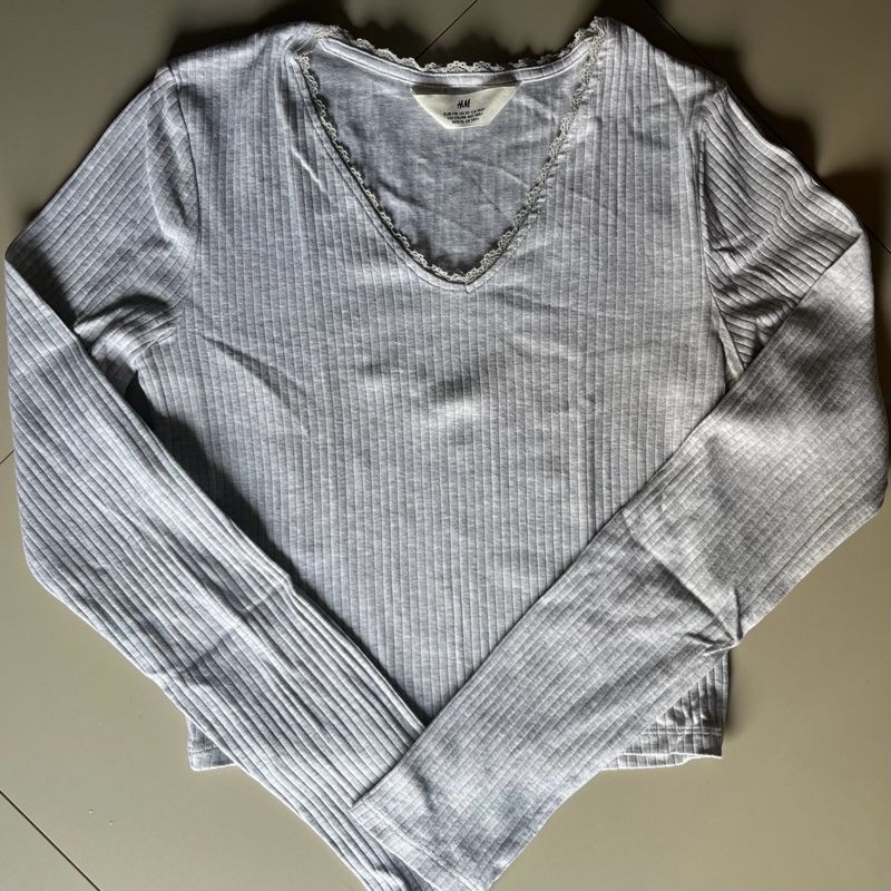 H&M cropped lace ribbed top, foto 2