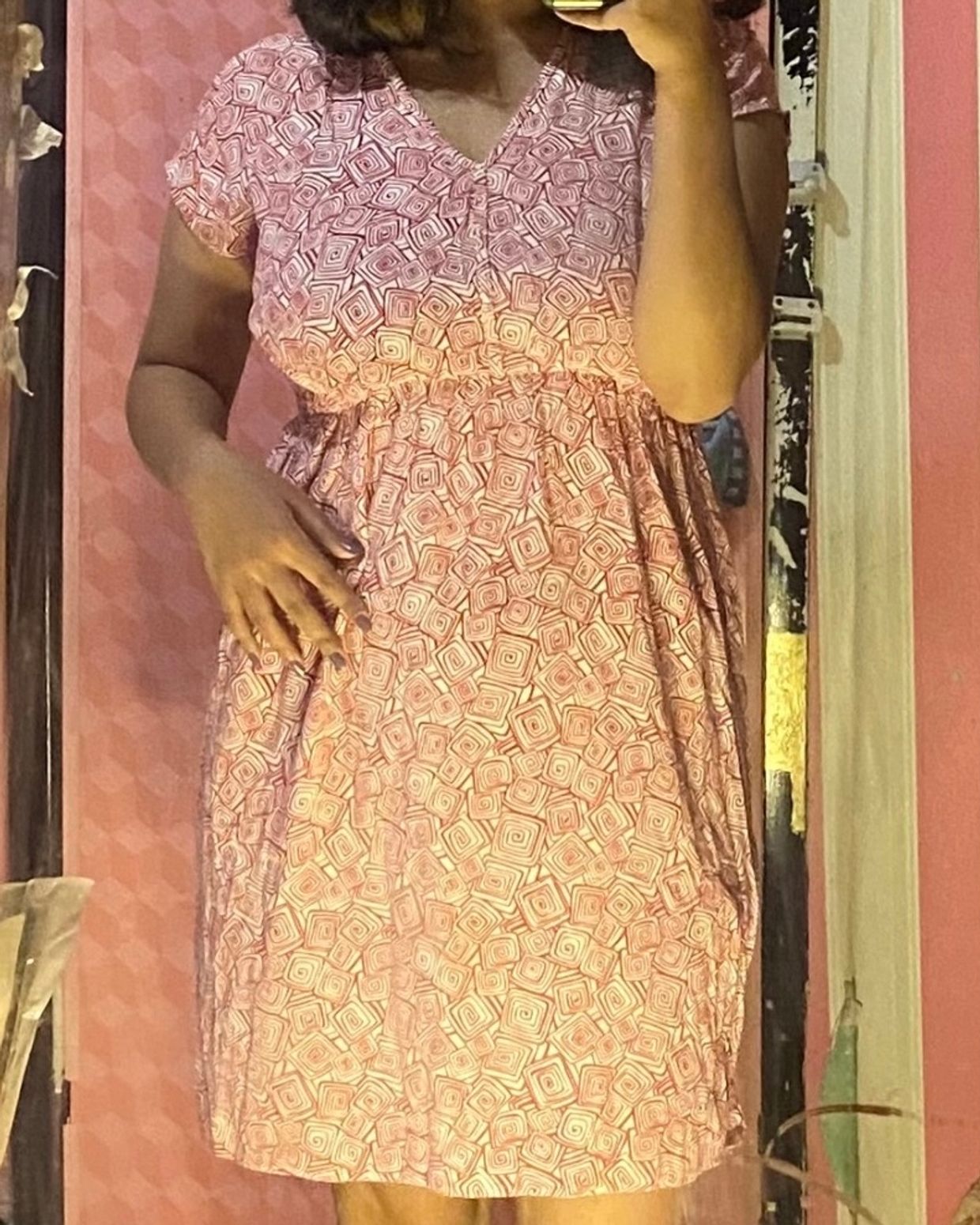 Casual Summer dress Wanita white pink