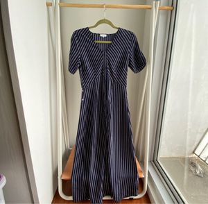 maxi dress stripes navy