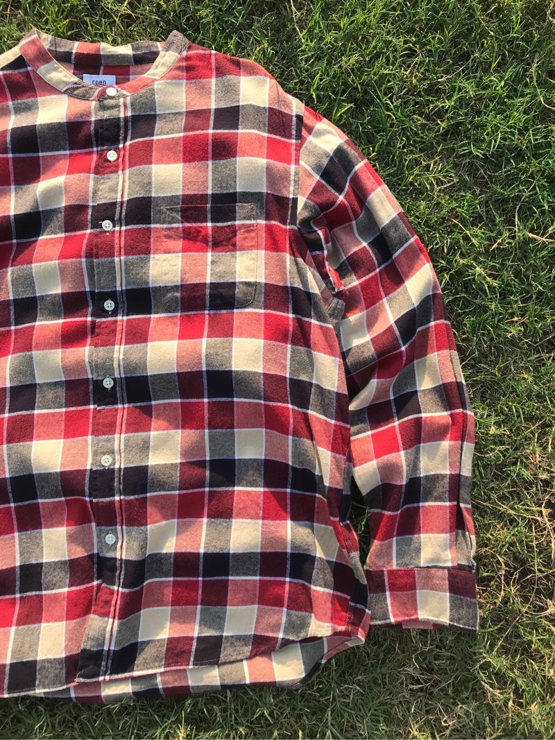 Kemeja flanel stand collar, foto 2