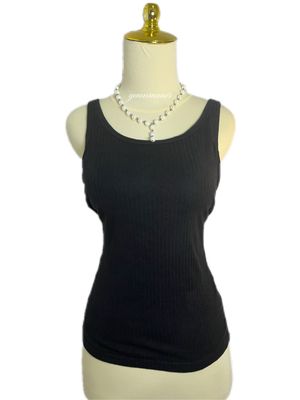 Global Uniqlo GU Black Ribbed Knit Tanktop Bra