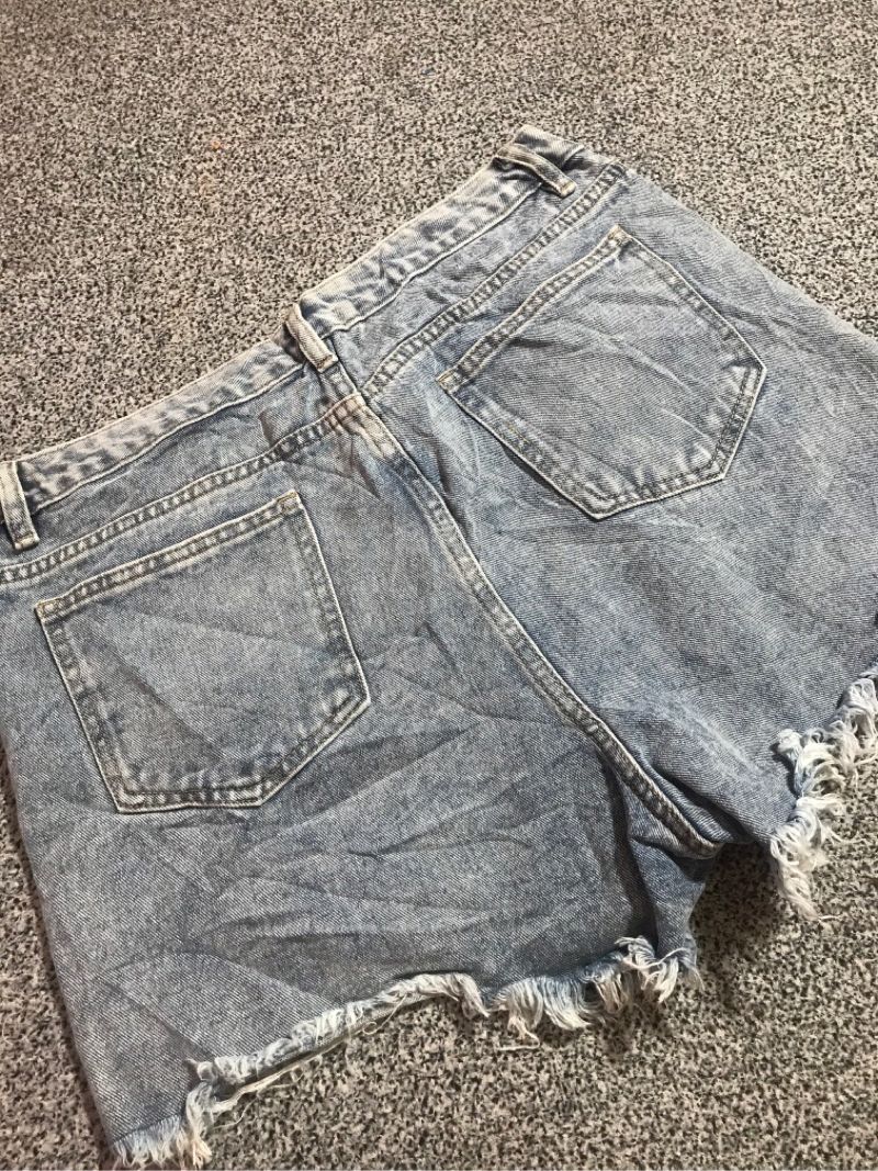 Denim shorts pants gray jeans ripped, foto 4