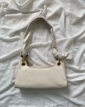 White Ribbon Croco Shoulder Bag