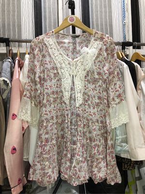 outer wear fairy coquette flowery lace top bunga mori kei