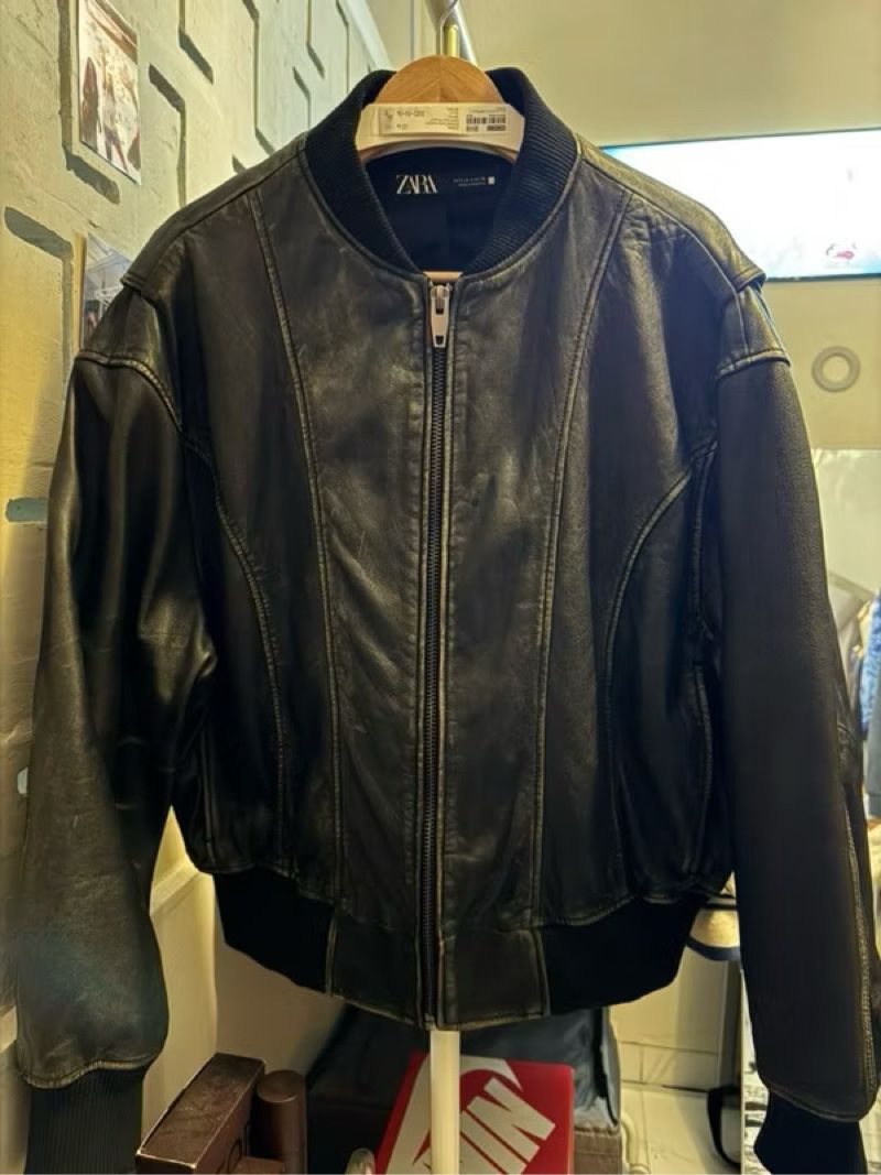2024 Zara 100% Leather bomber jacket BNWT, foto 8