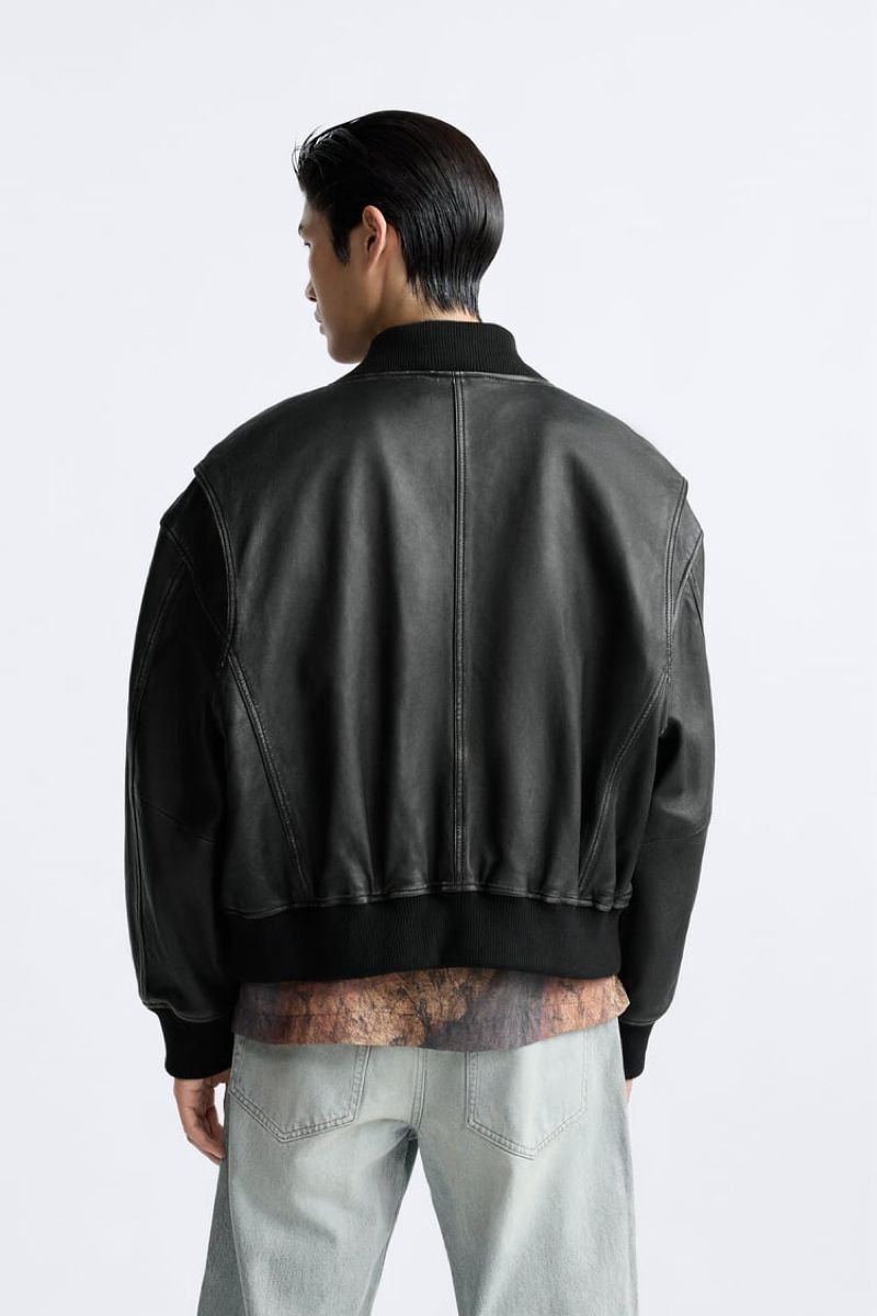 2024 Zara 100% Leather bomber jacket BNWT, foto 5