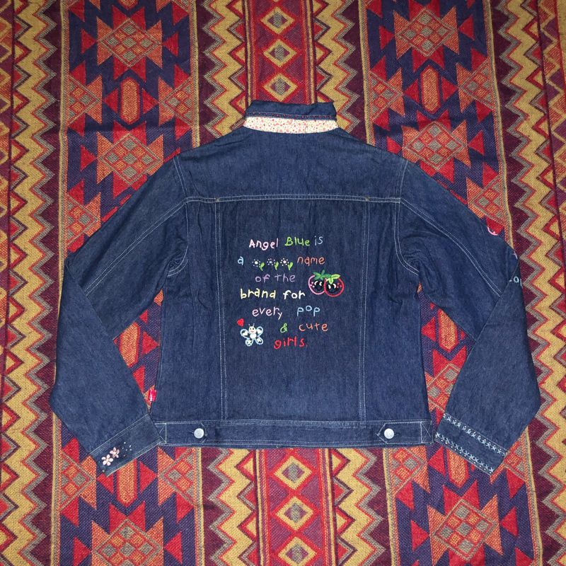 Vintage Y2k angel blue trucker jacket, foto 4