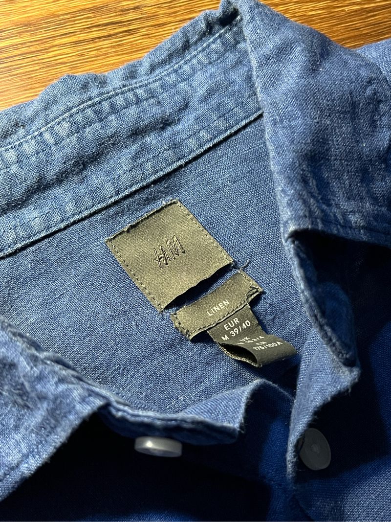[PRELOVED] Kemeja Linen Navy Blue H&M, foto 2