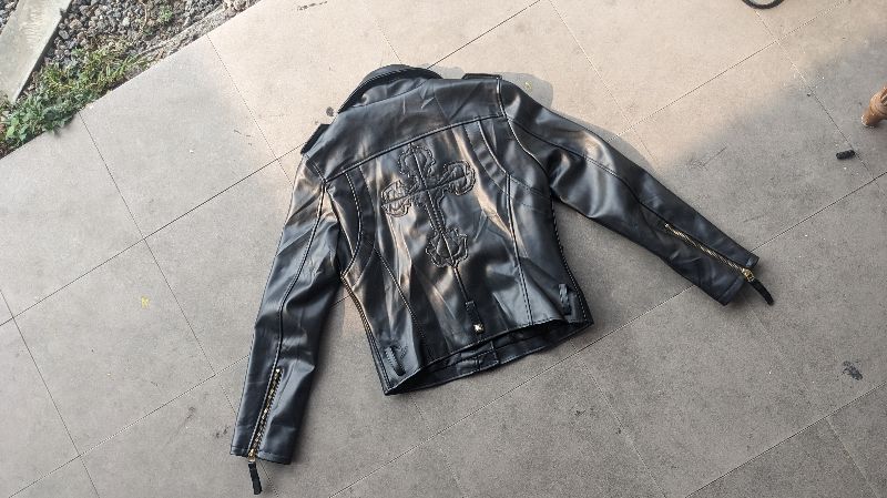 black leather jacket, chrome hearts jacket, foto 4