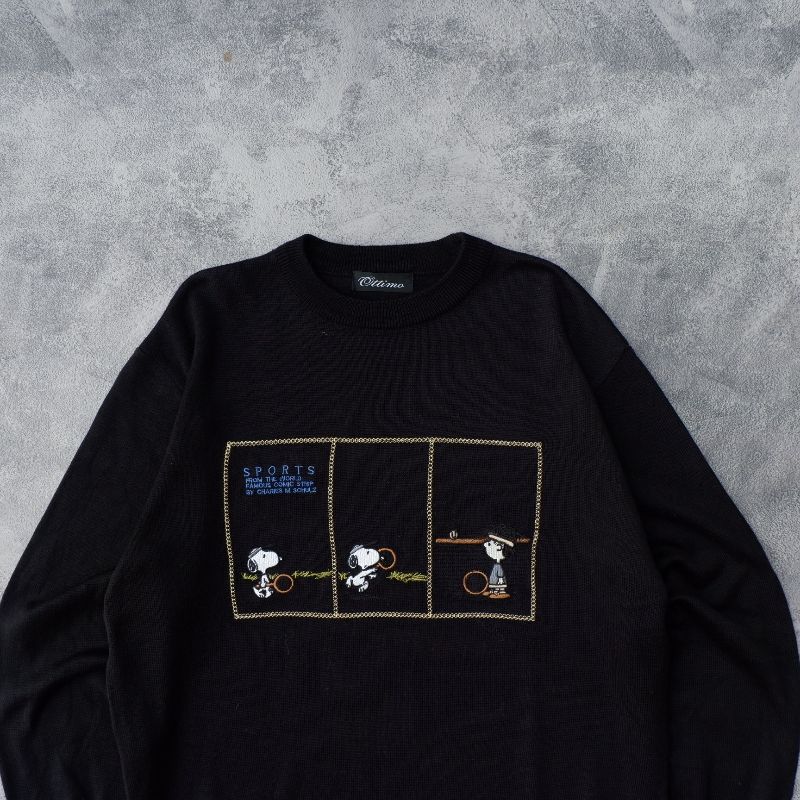 Ottimo Graphic "SNOOPY" Embroidery Knitwear - Black, foto 2