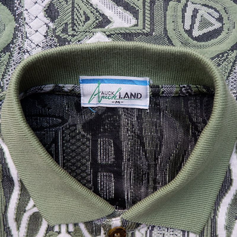 Vintage Auckland 3D Pattern Poloshirt - Green/White, foto 4