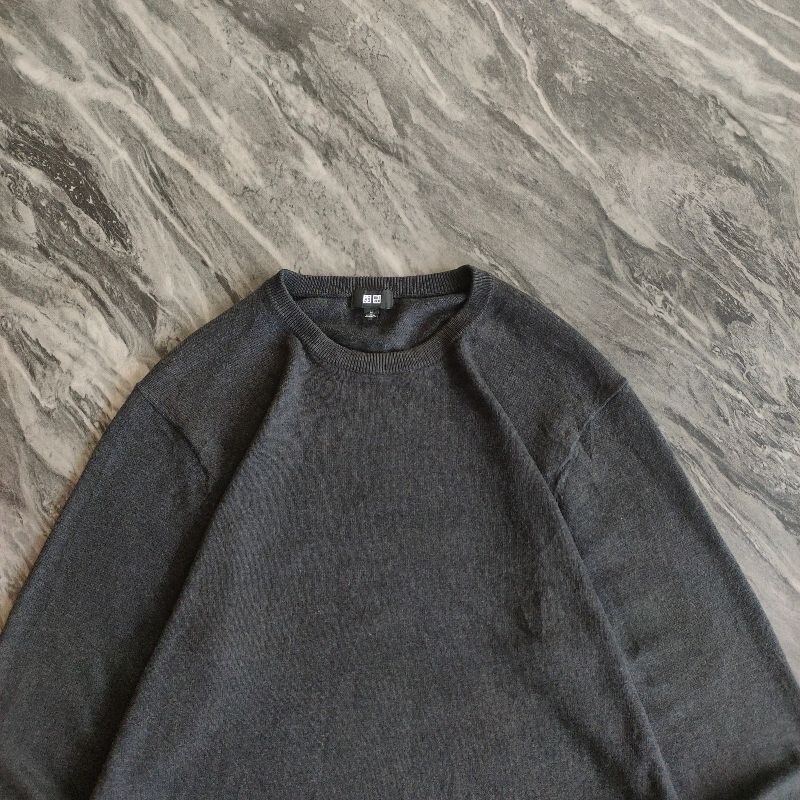 KNIT SWEATER UNIQLO BASIC SMOKE GRAY, foto 5