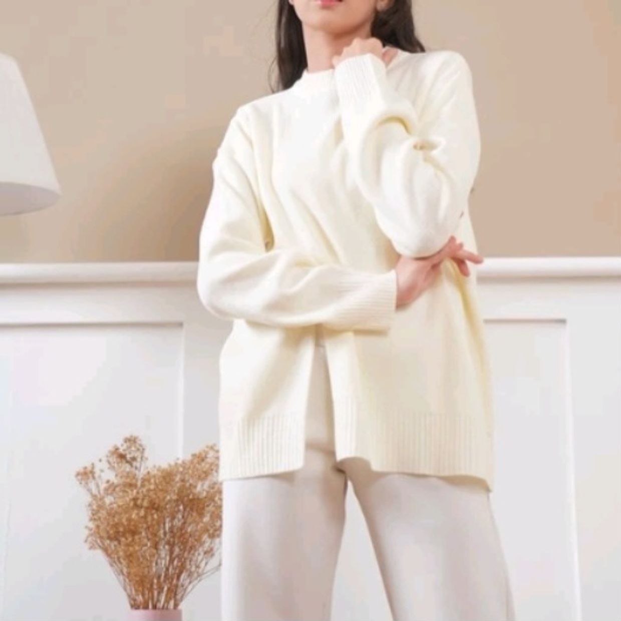 Streetwear Casual Sweater Wanita white