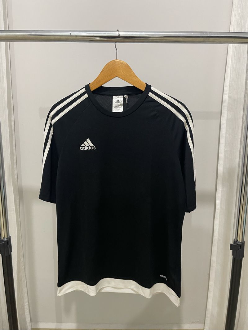 Jersey adidas stripes ringer climalite black white size XL