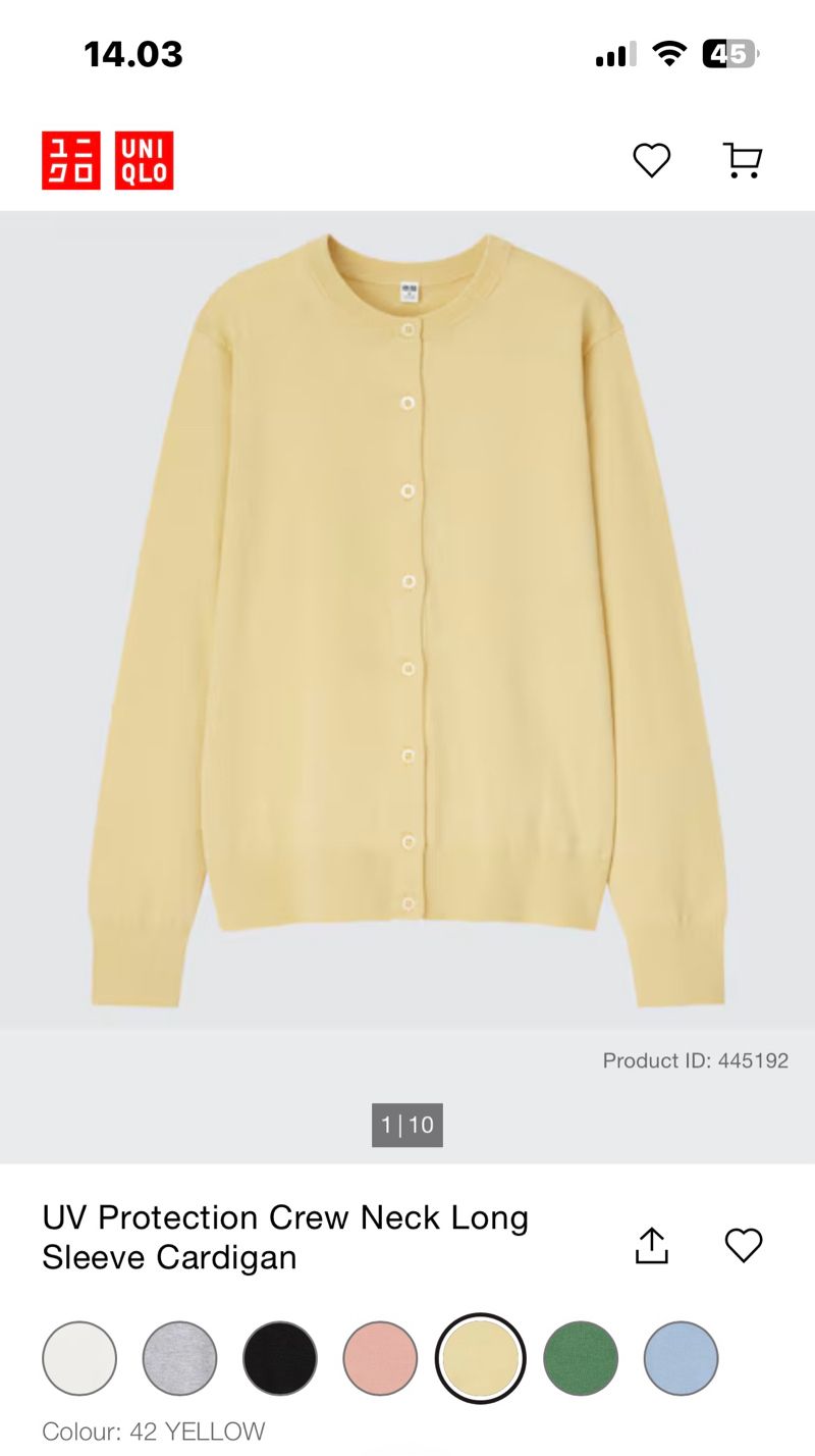 Cardigan Uniqlo baby yellow soft yellow oneck basic, foto 2