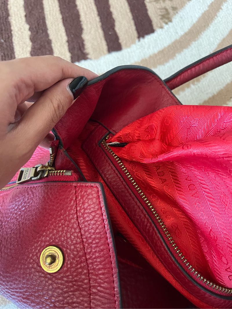 Prada Leather Bag in Red, foto 9