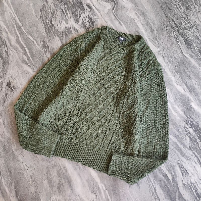 KNIT SWEATER UNIQLO 3D BOTTLE GREEN, foto 3