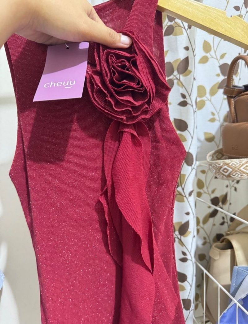 Korean Blink Knit Top in Maroon, foto 6
