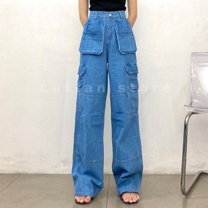 Cargo jeans warna aqua