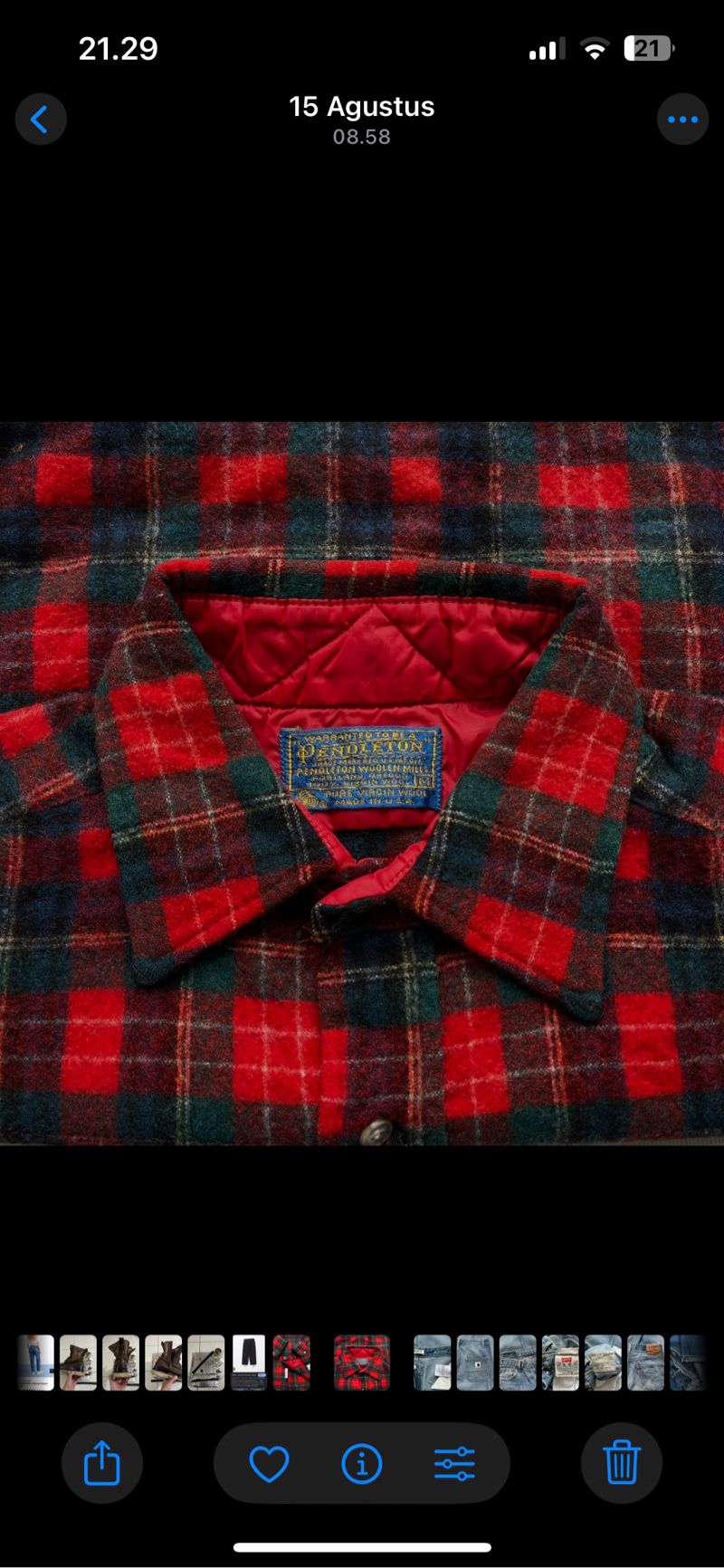 1970's Pendleton Plaid Veterano Wool Flannel Shirt, foto 5