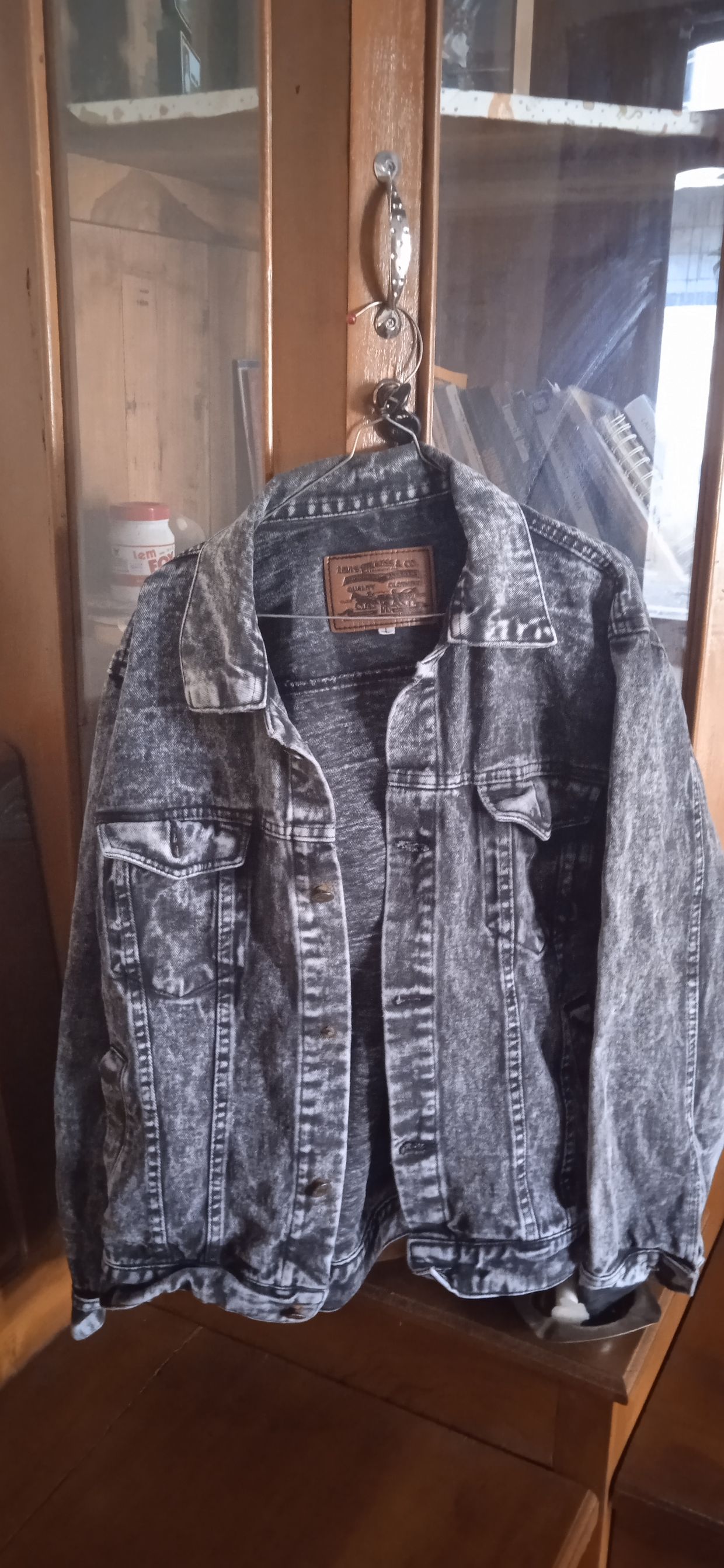 Streetwear Casual Denim jacket Pria black gray