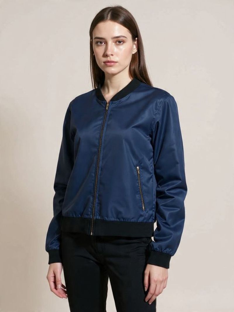 Jaket crop navy polos, foto 8